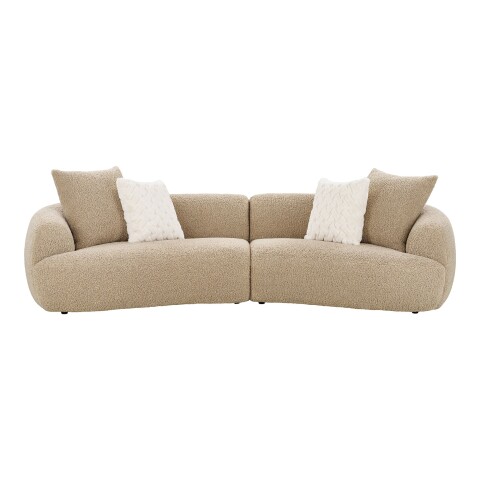 Sofa >Dali< in Hellbraun, Polyester, Holzwerkstoff - 134x69x302cm (BxHxT)