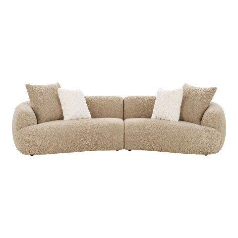 Sofa >Dali< in Hellbraun, Polyester, Holzwerkstoff - 134x69x302cm (BxHxT)
