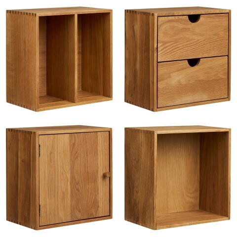 Regalwürfel >Townsville< (4er-Set) in Eiche, Massivholz - 30x30x18cm (BxHxT)