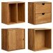 Regalwürfel >Townsville< (4er-Set) in Eiche, Massivholz - 30x30x18cm (BxHxT)