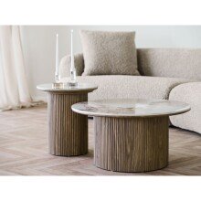 Couchtisch >Athens< in weiss / Dunkelbraun, Keramik, MDF, Dekor - 40x80cm (HxD)