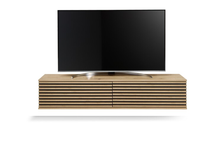 Lowboard >Lorena< stehend / hängend, schwarz, Artisan Eiche Dekor - 160x32x31cm (BxHxT)