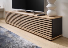 Lowboard >Lorena< stehend / hängend, schwarz, Artisan Eiche Dekor - 160x32x31cm (BxHxT)