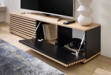 Lowboard >Lorena< stehend / hängend, schwarz, Artisan Eiche Dekor - 160x32x31cm (BxHxT)