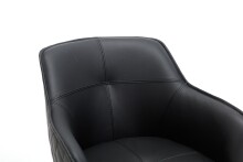 Armlehnstuhl >Emma< (2er Set) drehbar, schwarz mit Leder - 59x82x62 (BxHxT)