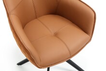 Armlehnstuhl >Emma< (2er-Set) drehbar, braun mit Leder, Gestell schwarz - 59x82x62 (BxHxT)