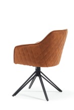 Armlehnstuhl >Emma< (2er-Set) drehbar, braun mit Leder, Gestell schwarz - 59x82x62 (BxHxT)