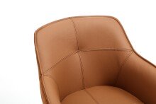 Armlehnstuhl >Emma< (2er-Set) drehbar, braun mit Leder, Gestell schwarz - 59x82x62 (BxHxT)