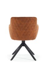 Armlehnstuhl >Emma< (2er-Set) drehbar, braun mit Leder, Gestell schwarz - 59x82x62 (BxHxT)