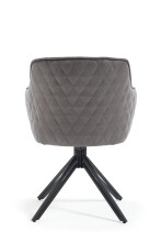 Armlehnstuhl >Emma< (2er-Set) drehbar, grau mit Leder, Gestell schwarz - 59x82x62 (BxHxT)