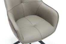 Armlehnstuhl >Emma< (2er-Set) drehbar, grau mit Leder, Gestell schwarz - 59x82x62 (BxHxT)