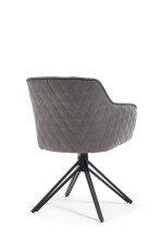 Armlehnstuhl >Emma< (2er-Set) drehbar, grau mit Leder, Gestell schwarz - 59x82x62 (BxHxT)