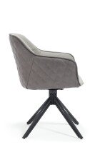 Armlehnstuhl >Emma< (2er-Set) drehbar, grau mit Leder, Gestell schwarz - 59x82x62 (BxHxT)