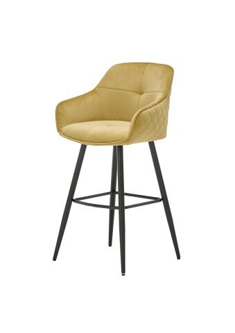 Barhocker >Emma< (2er-Set) drehbar, gold, schwarz, Samtbezug - 57x105x53cm (BxHxT)