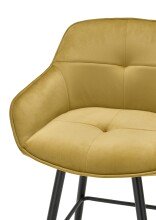 Barhocker >Emma< (2er-Set) drehbar, gold, schwarz, Samtbezug - 57x105x53cm (BxHxT)