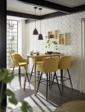 Barhocker >Emma< (2er-Set) drehbar, gold, schwarz, Samtbezug - 57x105x53cm (BxHxT)