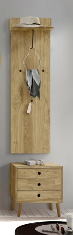 Garderoben-Set >Anacortes< (2-teilig) Paneel + Kommode, in Eiche - 42x180x35 (BxHxT)