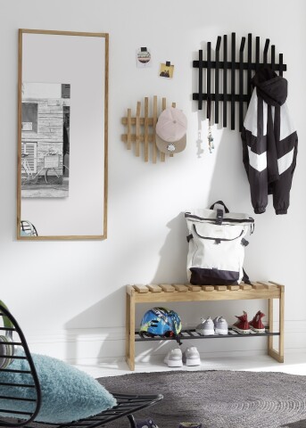 Garderoben-Set >BANTRY< (4-teilig) Eiche / schwarz - 150x190x30cm (BxHxT)