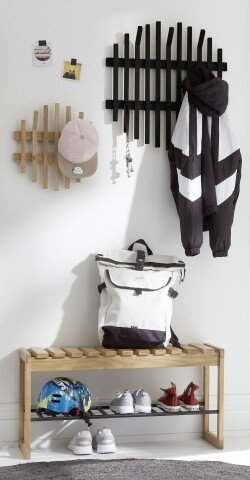 Garderoben-Set >BANTRY< (3-teilig) in Eiche / schwarz - 100x190x30 (BxHxT)