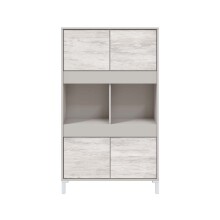 Highboard >VANYA< in Kaschmir / Velho Weiß - 78x134x33 (BxHxT)