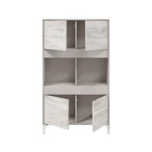 Highboard >VANYA< in Kaschmir / Velho Weiß - 78x134x33 (BxHxT)