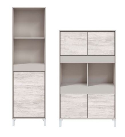 Wohnzimmer-Set >VANYA< (2-tlg.) in Kaschmir / Velho Weiß - 78x134x33 (BxHxT)