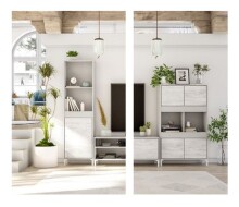 Wohnzimmer-Set >VANYA< (2-tlg.) in Kaschmir / Velho Weiß - 78x134x33 (BxHxT)