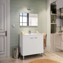 Waschbeckenunterschrank >ECO KIT< in Weiß glänzend - 80x80x45cm (BxHxT)