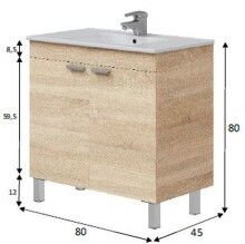 Waschbeckenunterschrank >ECO KIT< in Canadian Eiche...