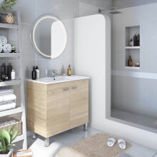 Waschbeckenunterschrank >ECO KIT< in Canadian Eiche Dekor - 80x80x45 (BxHxT)