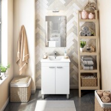 Waschbeckenunterschrank >ECO KIT< in Weiß glänzend - 60x80x45 (BxHxT)