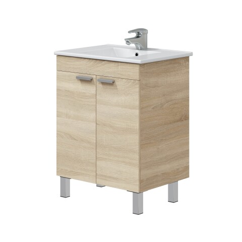 Waschbeckenunterschrank >ECO KIT< in Canadian Eiche Dekor - 60x80x45 (BxHxT)