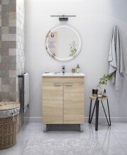 Waschbeckenunterschrank >ECO KIT< in Canadian Eiche Dekor - 60x80x45 (BxHxT)