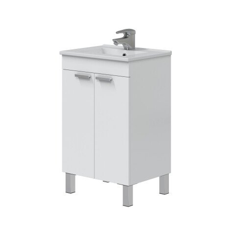Waschbeckenunterschrank >ECO KIT< in Weiß glänzend - 50x80x39 (BxHxT)