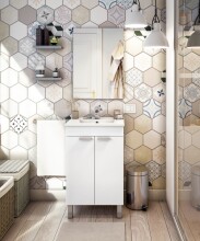 Waschbeckenunterschrank >ECO KIT< in Weiß glänzend - 50x80x39 (BxHxT)