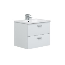 Waschbeckenunterschrank >ECO KIT< (hängend) in Weiß glänzend - 60x50x45 (BxHxT)