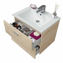 Waschbeckenunterschrank >ECO KIT< (hängend) in Canadian Eiche Dekor - 60x50x45 (BxHxT)
