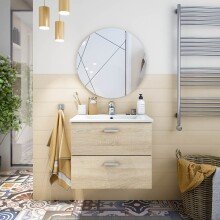 Waschbeckenunterschrank >ECO KIT< (hängend) in Canadian Eiche Dekor - 60x50x45 (BxHxT)