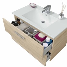 Waschbeckenunterschrank >ECO KIT< (hängend) in Canadian Eiche Dekor - 80x50x45 (BxHxT)