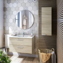 Waschbeckenunterschrank >ECO KIT< (hängend) in Canadian Eiche Dekor - 80x50x45 (BxHxT)