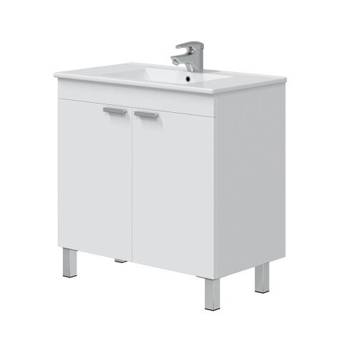 Waschtisch-Set >ECO KIT< in Weiß glänzend - 80x80x45 (BxHxT)