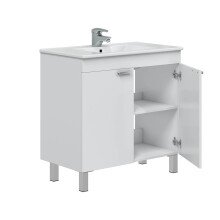 Waschtisch-Set >ECO KIT< in Weiß glänzend - 80x80x45 (BxHxT)