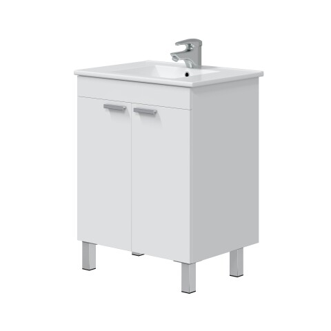 Waschtisch-Set >ECO KIT< in Weiß glänzend - 60x80x45 (BxHxT)