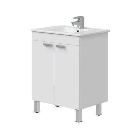 Waschtisch-Set >ECO KIT< in Weiß glänzend - 60x80x45 (BxHxT)