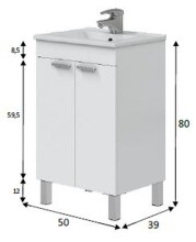 Waschtisch-Set >ECO KIT< in Weiß glänzend - 50x80x39 (BxHxT)