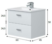 Waschtisch-Set >ECO KIT< in Weiß glänzend - 60x50x45 (BxHxT)