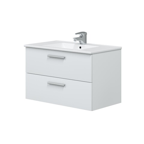 Waschtisch-Set >ECO KIT< in Weiß glänzend - 80x50x45 (BxHxT)