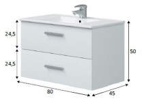 Waschtisch-Set >ECO KIT< in Weiß glänzend - 80x50x45 (BxHxT)