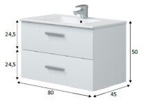 Waschtisch-Set >ECO KIT< in Weiß glänzend - 80x50x45 (BxHxT)