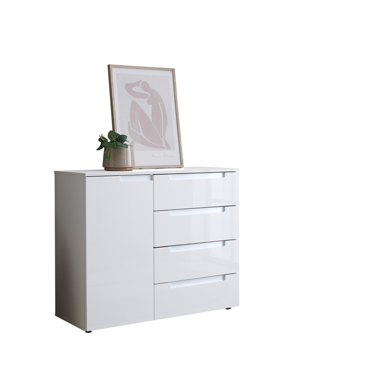 Kommode >Spice< in weiß hochglanz, MDF